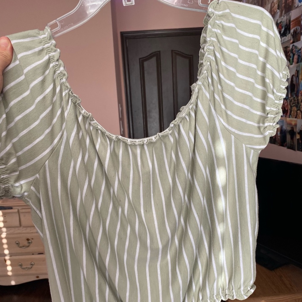 pastel green off the shoulder too